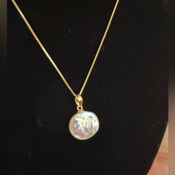 Pearl Button Coin Sterling Silver Necklace - Picture 8 of 8